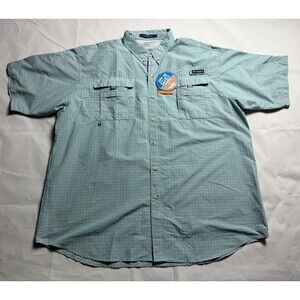 Columbia PFG Super Bahama Mens SS Button Front Fishing Shirt Sz 2XT Omni Shade